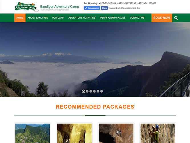 Bandipur Adventure Camp: Resort Website Design